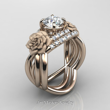 Nature-Inspired-14K-Rose-Gold-1-Ct-White-Sapphire-Diamond-Rose-Vine-Engagement-Ring-Wedding-Band-Set-R294S-14KRGDWS-P