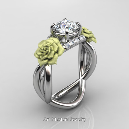 Nature-Inspired-14K-White-Gold-1-Ct-White-Sapphire-Diamond-Rose-Vine-Engagement-Ring-R294-14KWGGDWS-P