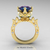 Modern-Antique-Yellow-Gold-Alexandrite-Diamond-Solitaire-Wedding-Ring-R214-YGDAL-F