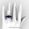 Art-Masters-Winged-Skull-14K-Black-Gold-1-Carat-Blue-Sapphire-Engagement-Ring-R613-14KBGBS-H