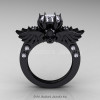Art-Masters-Winged-Skull-14K-Black-Gold-1-Carat-White-Sapphire-Diamond-Engagement-Ring-R613-14KBGDWS-F