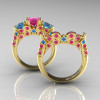 Classic-14K-Yellow-Gold-Three-Stone-Princess-Pink-Sapphire-Blue-Topaz-Diamond-Ring-Wedding-Band-Set-R500S-YGBTPS-F
