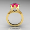 Modern-14K-Yellow-Gold-3-Carat-Pink-Sapphire-Crown-Solitaire-Wedding-Ring-R580-14KYGPS-F