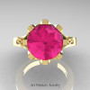 Modern-14K-Yellow-Gold-3-Carat-Pink-Sapphire-Crown-Solitaire-Wedding-Ring-R580-14KYGPS-T
