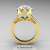 Modern-14K-Yellow-Gold-3-Carat-White-Sapphire-Crown-Solitaire-Wedding-Ring-R580-14KYGWS-F