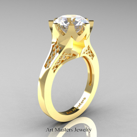 Modern-14K-Yellow-Gold-3-Carat-White-Sapphire-Crown-Solitaire-Wedding-Ring-R580-14KYGWS-P