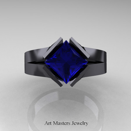 Neomodern-14K-Black-Gold-1-5-Carat-Princess-Blue-Sapphire-Engagement-Ring-R389-14KMBGBS-T