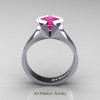 Neomodern 14K White Gold 1.5 CT Princess Pink Sapphire Engagement Ring R389-14KWGPS