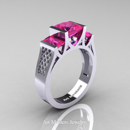 Princess-14K-White-Gold-1.5-Carat-Princess-Pink-Sapphire-Modern-Engagement-Ring-R387-14KWGPS-P