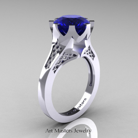 Renaissance-14K-White-Gold-3-Carat-Blue-Sapphire-Crown-Solitaire-Wedding-Ring-R580-14KWGBS-P