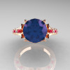 Classic French 14K Rose Gold 3.0 Carat Alexandrite Pink Sapphire Diamond Solitaire Wedding Ring R401-14KRGDPSSAL
