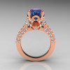 Classic French 14K Rose Gold 3.0 Carat Chrysoberyl Alexandrite Diamond Solitaire Wedding Ring R401-14KRGDAL