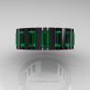 Mens Modern 14K Black Gold Baguette Emerald Cluster Tank Ring R395-14KBGEM