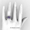 Nature Classic 14K White Gold 1.0 Ct Alexandrite Diamond Leaf and Vine Engagement Ring R340-14KWGDAL