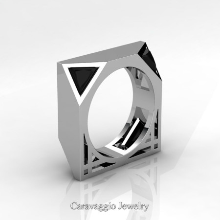 Caravaggio-Avant-Garde-14K-White-Gold-1-Ct-Triangle-Black-Diamond-Mens-Wedding-Ring-R349M2-14KWGBD-P
