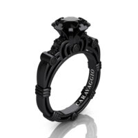 Caravaggio 14K Black Gold 1.0 Ct Black Diamond Engagement Ring R623-14KBGBD