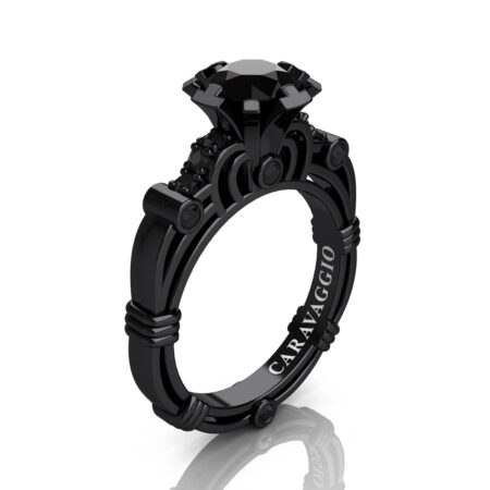 Art-Masters-Caravaggio-14K-Black-Gold-1-Carat-Black-Diamond-Engagement-Ring-R623-14KBGBD-P