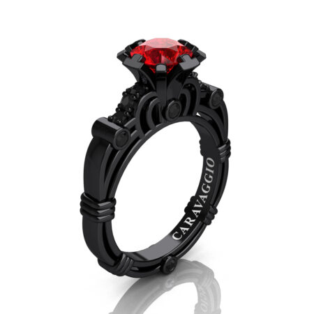 Art-Masters-Caravaggio-14K-Black-Gold-1-Carat-Ruby-Black-Diamond-Engagement-Ring-R623-14KBGBDR-P3
