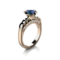 Caravaggio Classic 14K Rose Gold 1.0 Ct Alexandrite Diamond Engagement Ring R637-14KRGDAL