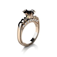 Caravaggio Classic 14K Rose Gold 1.25 Ct Black and White Diamond Engagement Ring R637-14KRGDNBD