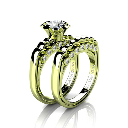 Caravaggio-Classic-18K-Green-Gold-1-0-Carat-White-Sapphire-Diamond-Engagement-Ring-Wedding-Band-Set-R637S-18KGGDWS-P