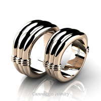 Caravaggio Classic 14K Rose Gold Wedding Ring Set R2001S-14KRG