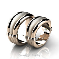 Caravaggio Classic 14K Rose Gold Wedding Ring Set R2001S-14KRGS