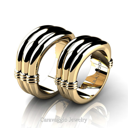 Caravaggio-Classic-14K-Yellow-Gold-Wedding-Ring-Set-R2001S-14KYG-P