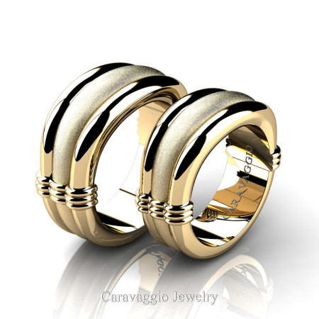 Caravaggio-Classic-14K-Yellow-Gold-Wedding-Ring-Set-R2001S-14KYGS-P