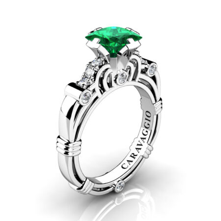 Art-Masters-Caravaggio-950-Platinum-1-25-Ct-Princess-Emerald-Diamond-Engagement-Ring-R623P-PLATDEM-P