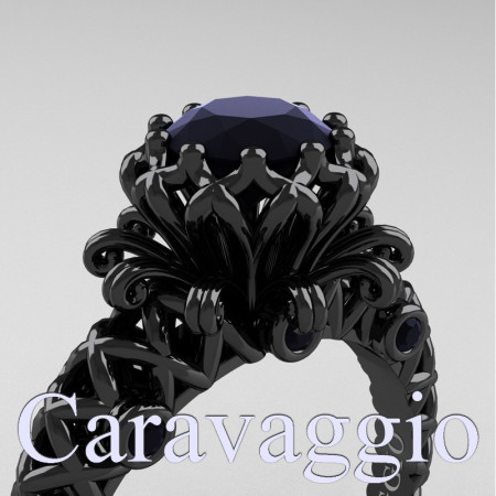 Caravaggio-Renaissance-14K-Black-Gold-1-0-Carat-Black-Diamond-Lace-Engagement-Ring-R634-14KBGBD-PXL
