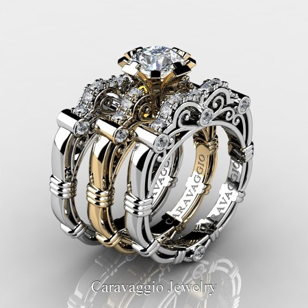 Art-Masters-Caravaggio-Trio-14K-Yellow-White-Gold-1-Carat-White-Sapphire-Diamond-Engagement-Ring-Wedding-Band-Set-R623S3-14KYWGDWS-P