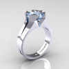 Neomodern 14K White Gold 2.0 CT Princess Aquamarine Engagement Ring R489-14KWGAQ