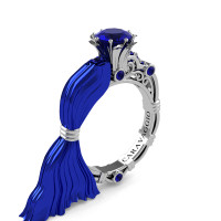 Caravaggio Italian Romance 14K Blue and White Gold 1.0 Ct Blue Sapphire Engagement Ring R643E-14KBLWGBS