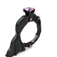 Caravaggio Signature Venus 14K Black Gold 1.0 Ct Light Pink Sapphire Engagement Ring R643E-14KBGLPS
