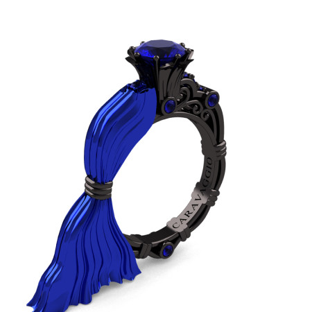 Caravaggio-Jewelry-14K-Blue-and-Black-Gold-10-Ct-Blue-Sapphire-Emgagement-Ring-R643E-14KBLBGBS-P