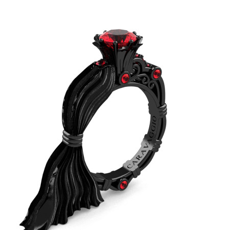 Caravaggio-Jewelry-Dante-14K-Silk-Black-Gold-10-Ct-Ruby-Emgagement-Ring-R643E-14KSBGR-P