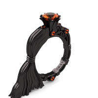 Caravaggio Exclusive Venus 14K Black Gold 1.0 Ct Orange Sapphire Engagement Ring R643E-14KBGOS