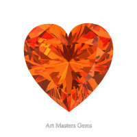Art Masters Gems Standard 0.75 Ct Heart Orange Sapphire Created Gemstone HCG075-OS