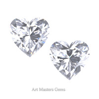 Art Masters Gems Set of Two Standard 0.75 Ct Heart White Sapphire Created Gemstones HCG075S-WS