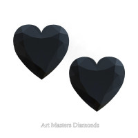 Art Masters Gems Set of Two Standard 1.0 Ct Heart Black Diamond Zirconium Created Gemstones HCG100S-BD