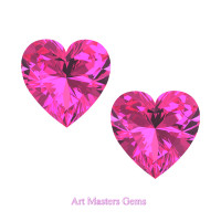 Art Masters Gems Set of Two Standard 1.0 Ct Heart Pink Sapphire Created Gemstones HCG100S-PS
