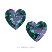 Art Masters Gems Set of Two Standard 1.0 Ct Heart Russian Alexandrite Created Gemstones HCG100S-RAL