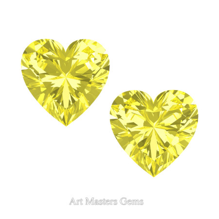 Art-Masters-Gems-Standard-Set-of-Two-1-5-0-Carat-Heart-Cut-Canary-Yellow-Sapphire-Created-Gemstones-HCG150S-CYS-T