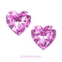 Art Masters Gems Set of Two Standard 1.5 Ct Heart Light Pink Sapphire Created Gemstones HCG150S-LPS