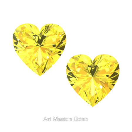 Art-Masters-Gems-Standard-Set-of-Two-1-5-0-Carat-Heart-Cut-Yellow-Sapphire-Created-Gemstones-HCG150S-YS-T