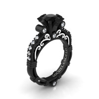 Art Masters Michelangelo 14K Two Tone Black Gold 1.0 Ct Black and White Diamond Engagement Ring R723-14KBWGDBD