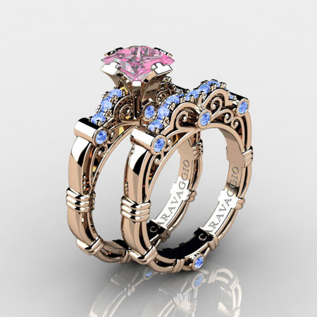 Art-Masters-Caravaggio-14K-Rose-Gold-1-25-Carat-Princess-Light-Pink-and-Blue-Sapphire-Engagement-Ring-Wedding-Band-Set-R623PS-14KRGLBSLPS-P
