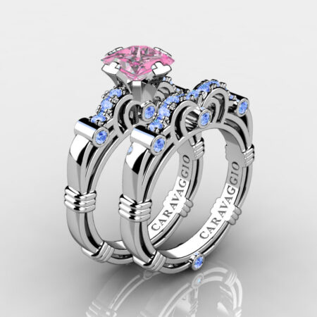 Art-Masters-Caravaggio-14K-White-Gold-1-25-Carat-Princess-Light-Pink-and-Blue-Sapphire-Engagement-Ring-Wedding-Band-Set-R623PS-14KWGLBSLPS-P