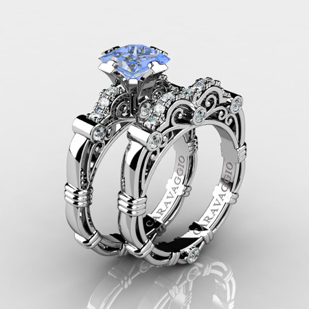 Art-Masters-Caravaggio-14K-White-Gold-1-5-Carat-Princess-Light-Blue-Sapphire-Diamond-Engagement-Ring-Wedding-Band-Set-R623PS-14KWGDLBS-P
